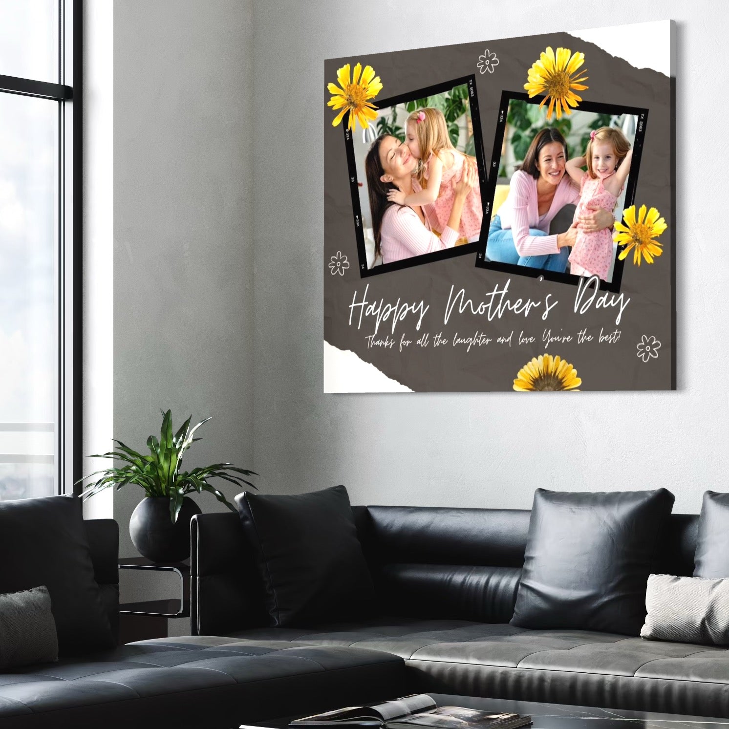 Imagine cu tablou personalizat cu fotografii de familie, tiparita pe panza canvas
